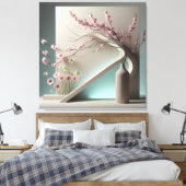 Structured Bloom in Green Leinwanddruck (Insitu (Schlafzimmer))