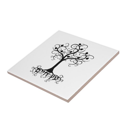 Strudel-Baum des Lebens mit Granatapfel Etz Chayim Fliese (Seite)