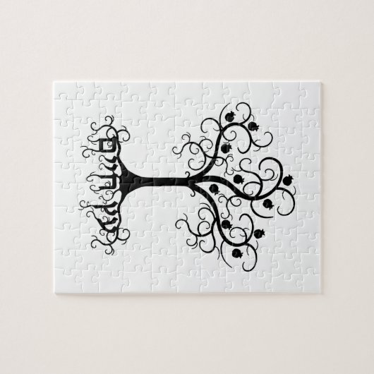 Strudel-Baum des Lebens mit Granatapfel Etz Chayim Puzzle (Horizontal)