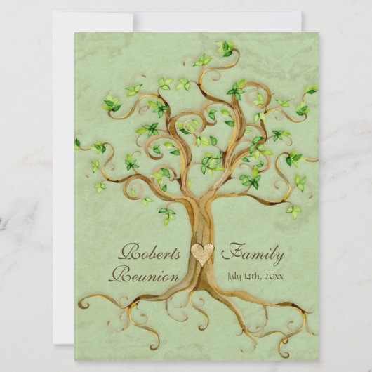 Strudel-Baum-laden Wurzeln Antiqued Einladung (Rückseite)
