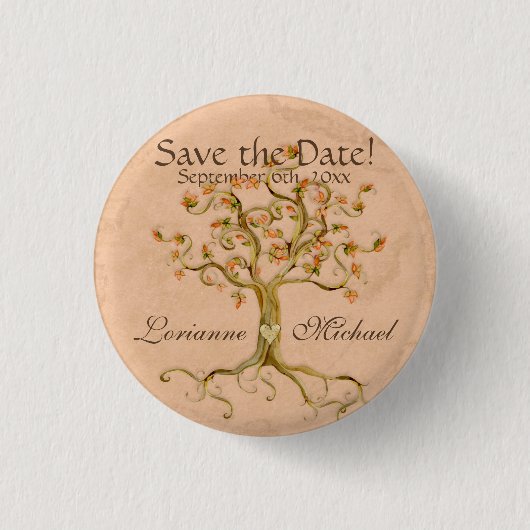 Strudel-Baum-Wurzeln Antiqued Pergament Save the Button (Vorderseite)