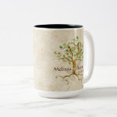 Strudel-Baum-Wurzeln Antiqued personalisiertes Zweifarbige Tasse (VorderseiteRechts)