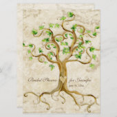 Strudel-Baum-Wurzeln Antiqued TAN-Brautparty Einladung (Vorne/Hinten)