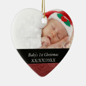 Strudel-Foto des Babys rotes 1. Weihnachts Keramikornament (Rechts)