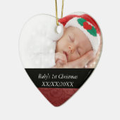 Strudel-Foto des Babys rotes 1. Weihnachts Keramikornament (Links)