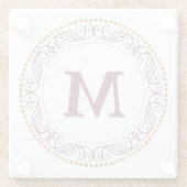 Strudel-Rahmen-Rot-Monogramm Glasuntersetzer (Rückseite)