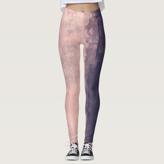 Struktur Art Style Pink Navy Blau Leggings (Vorderseite)