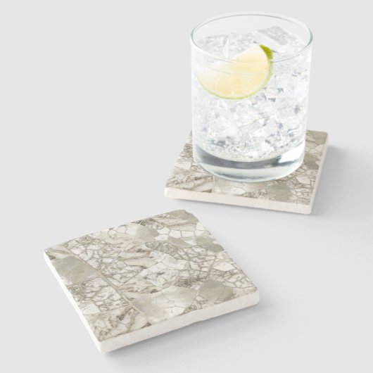 Struktur aus weißem Marmor und Perlleaf Steinuntersetzer (Seitenansicht)