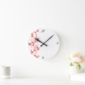 Struktur der illustrierten roten Moleküle Runde Wanduhr (Zuhause)