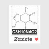 Struktur der Koffeinmoleküle - C8H10N4O2 Aufkleber (Blatt)