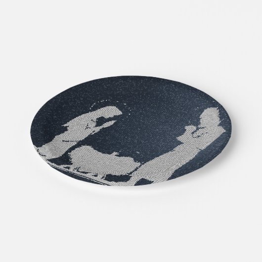 Strukturierte blaue Geburt Christi Pappteller (Schrägansicht)