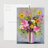 Strukturierte Blumen in einer Vase Postkarte (Vorne/Hinten)