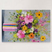 Strukturierte Blumen in einer Vase Puzzle (Horizontal)
