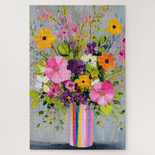 Strukturierte Blumen in einer Vase Puzzle (Vertikal)