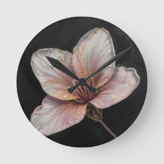Strukturierte Blumenkunst – Weiches Blumen-Design  Runde Wanduhr