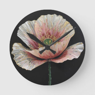 Strukturierte Blumenkunst – Weiches Naturblumendes Runde Wanduhr