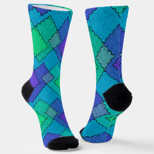 Strukturierte Flecken mehrfarbige Striche Socken