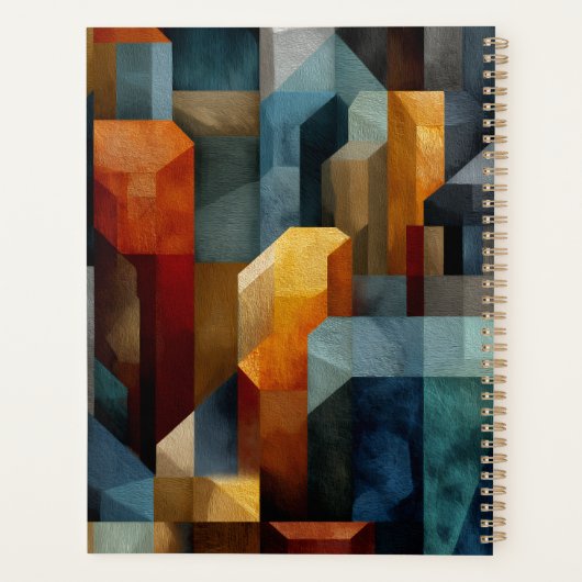 Strukturierte geometrische abstrakte blaue orange planer (Rückseite)