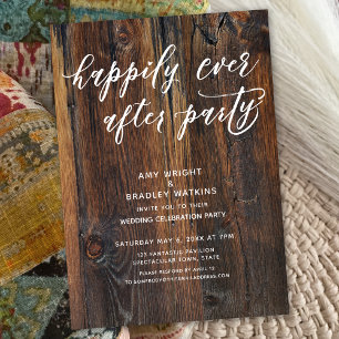 Strukturierte Holz Handschrift Happy End Party Einladung