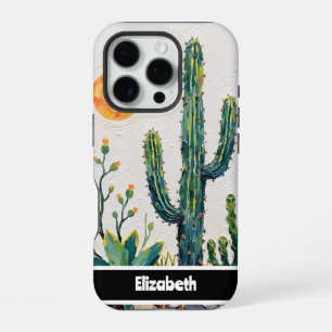 Strukturierte Impasto-Wüstenkaktus-Smartphone iPhone 16 Pro Hülle
