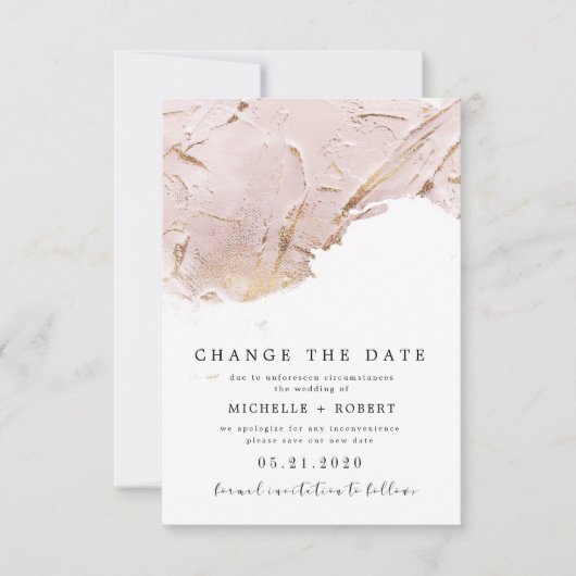 strukturierte Rose Gold Foto ändern Datum Einladung (Vorderseite)