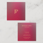 Strukturierte Textur Gold Monogram Elegant Quadratische Visitenkarte (Vorne/Hinten)