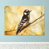 Strukturierter flaumiger Specht dehnte Leinwanddruck (Insitu (Holzboden))