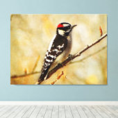 Strukturierter flaumiger Specht dehnte Leinwanddruck (Insitu (Holzboden))