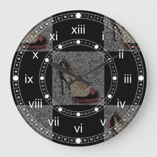 Strukturierter hoher Heels Große Wanduhr (Vorderseite)