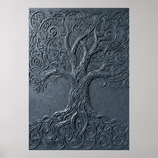 Strukturiertes Baum-des-Lebens-Design Poster (Vorne)
