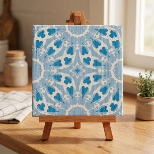 Strukturiertes Blau Weiß Stilisiertes Symmetrische Fliese