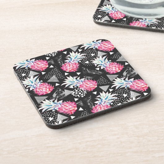 Strukturiertes Dreieck-Ananas-Muster Getränkeuntersetzer (Linke Seite)