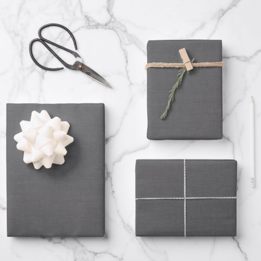 Strukturiertes Dunkelgrau Geschenkpapier Set (Vorderseite)