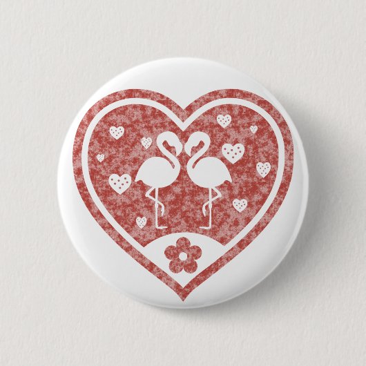 Strukturiertes Herz Flamingo Liebe Button (Vorderseite)