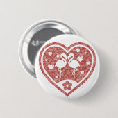 Strukturiertes Herz Flamingo Liebe Button (Vorne & Hinten)