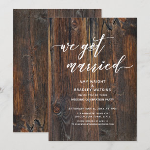 Strukturiertes Holz Handschrift Wir sind verheirat Einladung