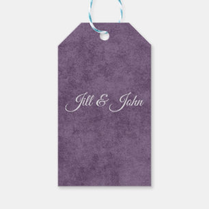 Strukturiertes lila Hochzeitsgeschenk-Tag Geschenkanhänger