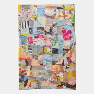 Strukturiertes Papier-Herz-Collage-Küchentuch Geschirrtuch