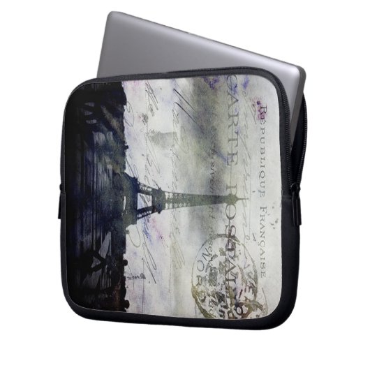 Strukturiertes Paris in der Lavendel-Laptop-Tasche Laptopschutzhülle (Vorderseite Links)