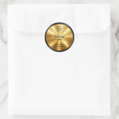 Strukturiertes Schwarz Gold Runder Aufkleber (Tasche)