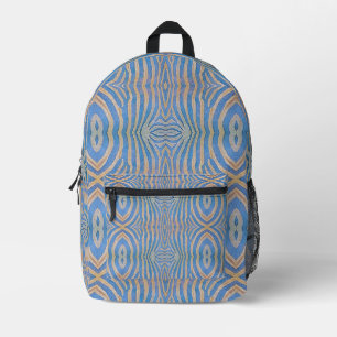 Strukturiertes, symmetrisches blau-goldenes Zebram Bedruckter Rucksack