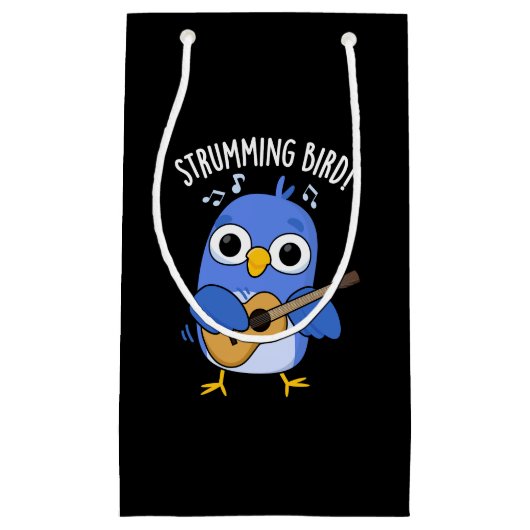 Strumming Bird Funny Animal Pub Dark BG Kleine Geschenktüte (Vorderseite)