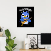 Strumming Bird Funny Animal Pub Dark BG Poster (Heimbüro)
