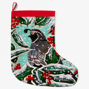 Strumpf Berry Quail Großer Weihnachtsstrumpf