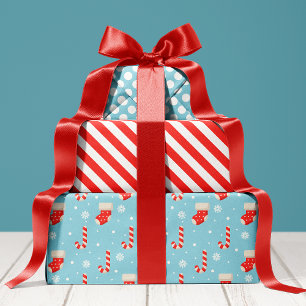 Strumpf Candy Cane Muster Süße Feiertage Weihnacht Geschenkpapier Set