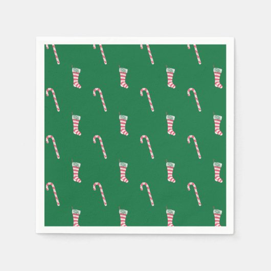 Strumpf & Candy Cane Pattern Napkins Serviette (Vorderseite)