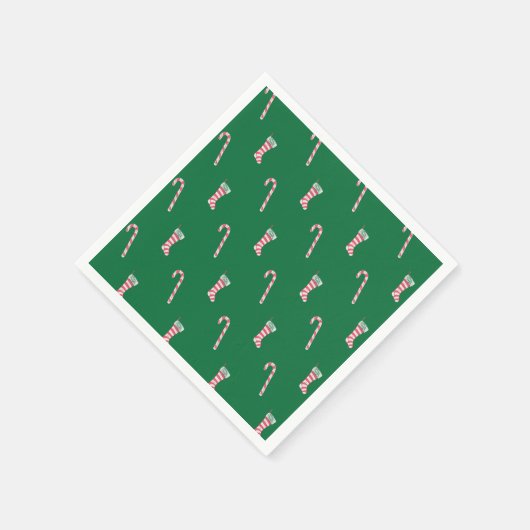 Strumpf & Candy Cane Pattern Napkins Serviette (Ecke)