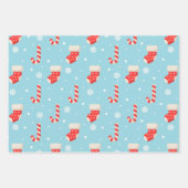 Strumpf Candy Cane Pattern Niedlicher Urlaub Weihn Geschenkpapier Set (Vorderseite)