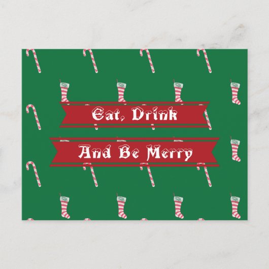 Strumpf & Candy Cane Weihnachten Postkarte (Vorderseite)