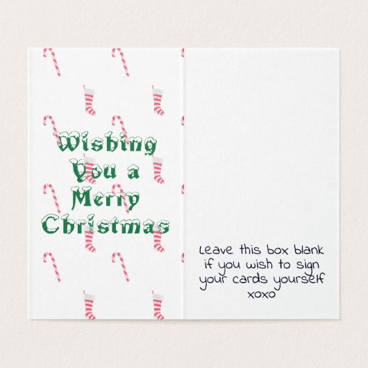 Strumpf & Candy Cane Weihnachtskarten (Innenseite Aufgefaltet)
